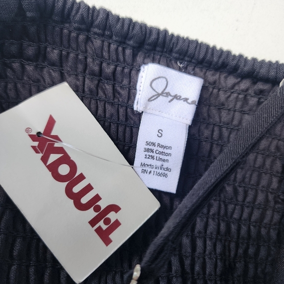 NWT Japna Women's Black Linen Rayon Tank Dress Smocked Back Sz S - Picture 13 of 13